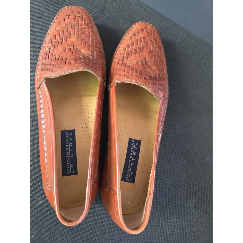 MENS SHOES 9.5 91/2 D GIORGIO BRUTINI BROWN LOAFERS VG CONDITION